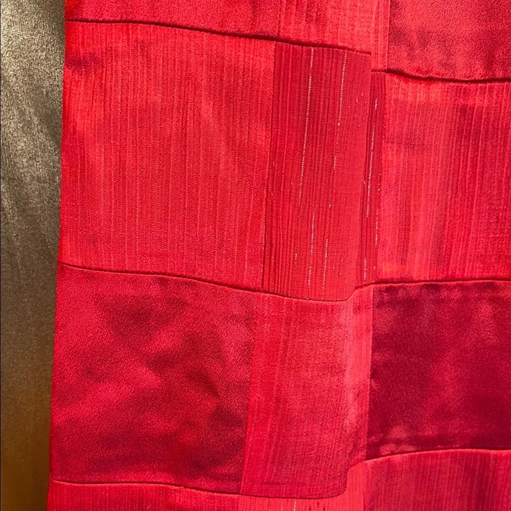 Vintage maxi quilted with glittery fabric Elegant lined Red Women's Skirt‎ 502